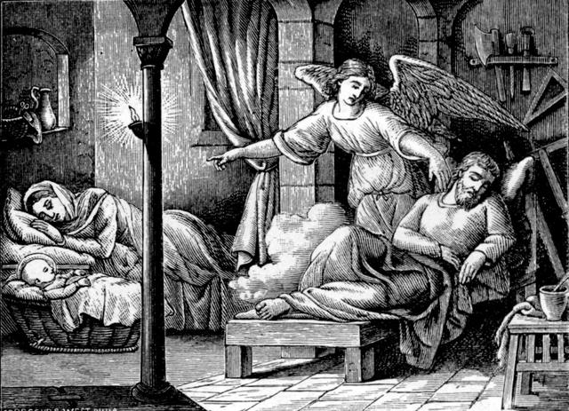 angel warns Joseph to flee into Egypt